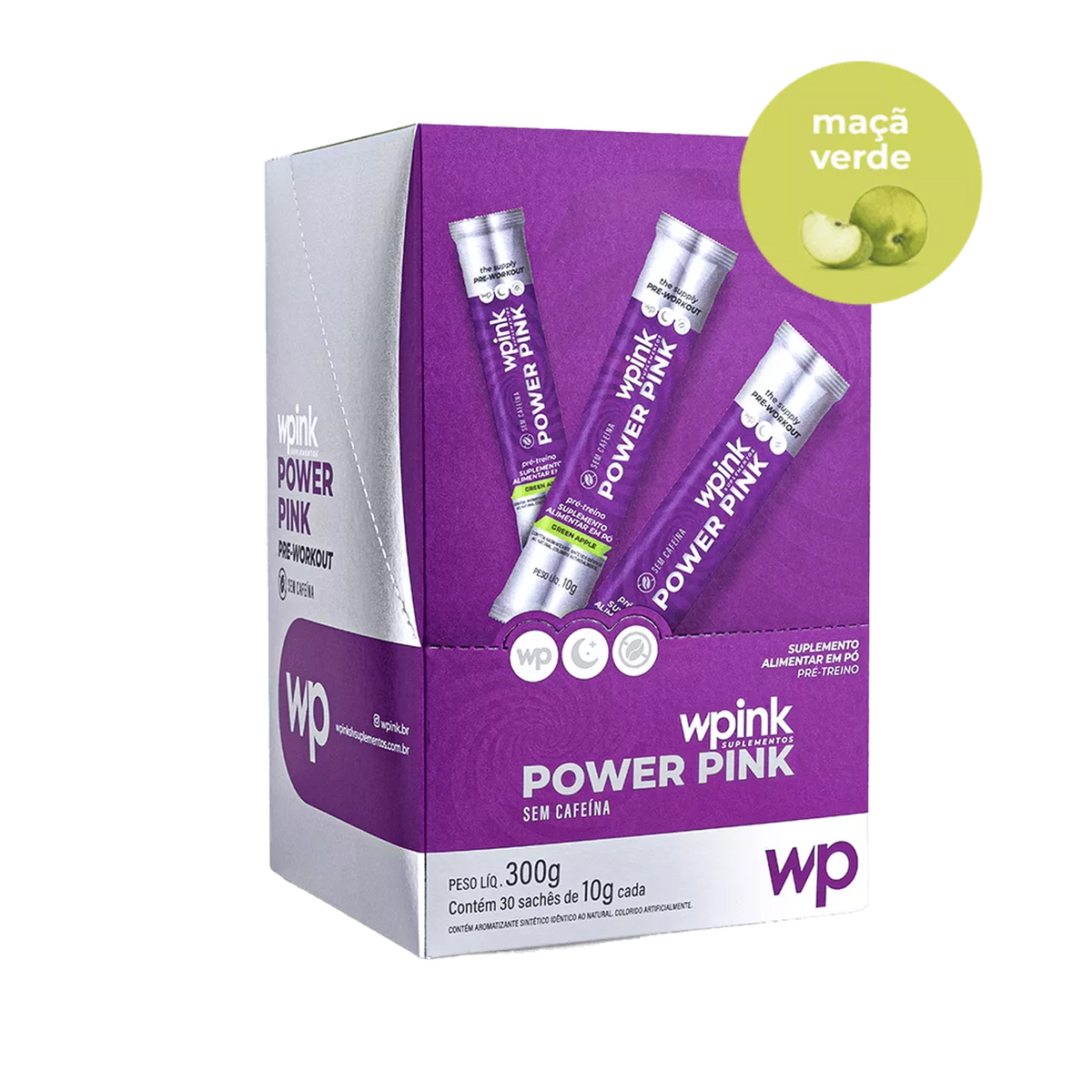 Maçã Verde Power Pink Sem Cafeína - Pré-Treino - 300g - wp