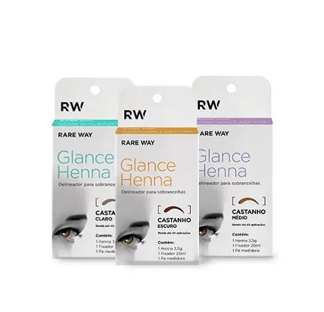 Kit 3 Hennas para Sobrancelhas Multicores - Glance Rare Way
