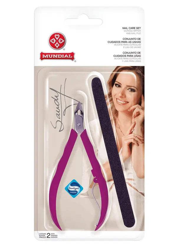 Kit Cuidado das Unhas Mundial - Alicate de Cutícula e Lixa Sandy