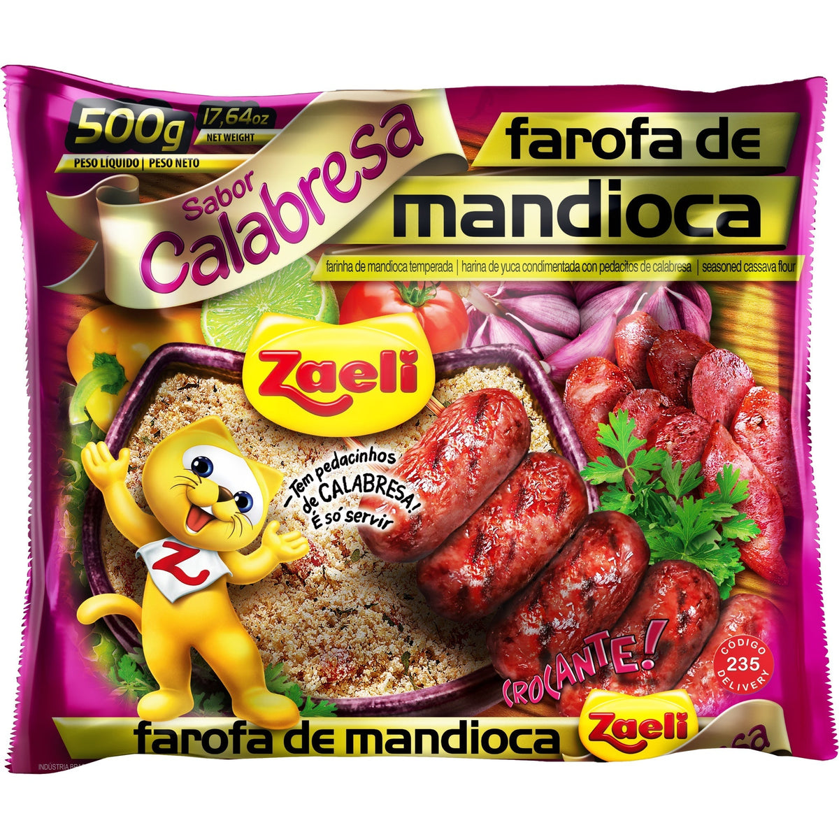 Farofa de Mandioca sabor Calabresa Zaeli 500 g